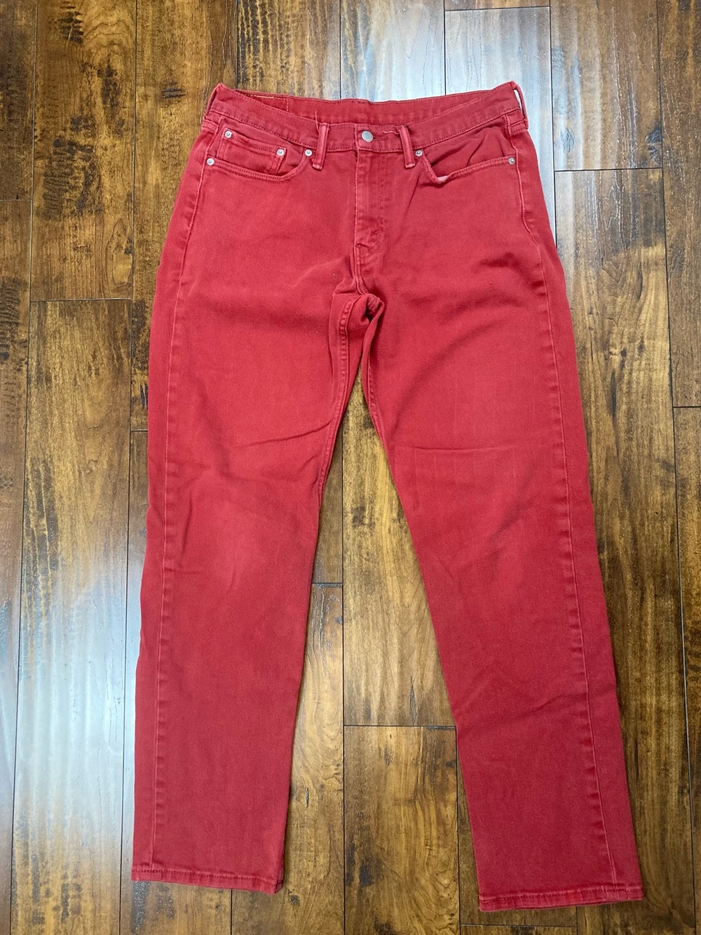 LEVI’S 514 Men’s Jeans Red Stretch Straight Leg White Tab Size 32 x 34